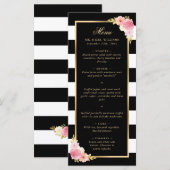 Menu Aquarelle noire noire couleur or rose Mariage Flor (Devant / Derrière)