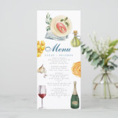 Menu Aquarelle Olive Bleu carrelage Méditerranée Vin (Debout devant)