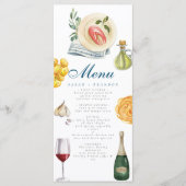 Menu Aquarelle Olive Bleu carrelage Méditerranée Vin (Devant)