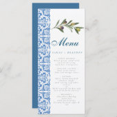 Menu Aquarelle Orange Bleu Carrelage MéditerranéeOlive (Devant / Derrière)