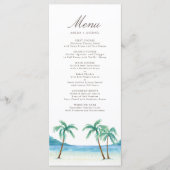 Menu Aquarelle Palm Trees Plage tropicale Mariage (Devant)