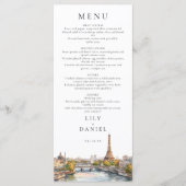 Menu Aquarelle Paris France Destination Mariage (Devant)
