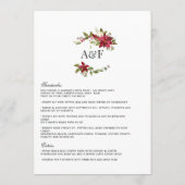 Menu Aquarelle Poinsettia et Mariage de Noël Holly (Dos)