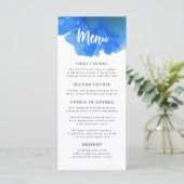 Menu Aquarelle romantique bleu aérée. Simple Mariage de (Debout devant)