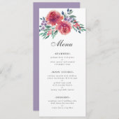 Menu Aquarelle romantique violet Mariage floral (Devant / Derrière)