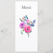 Menu Aquarelle rose chaud Floral (Dos)