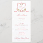 Menu Aquarelle rose Croix Monogramme Crest Christine (Devant)