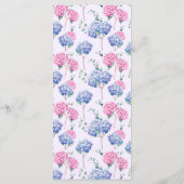 Menu Aquarelle rose et bleu Hydrangeas Mariage (Dos)