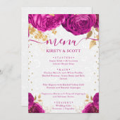 Menu Aquarelle rose et or Mariage (Devant / Derrière)