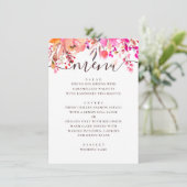 Menu Aquarelle rose et pêche jardin fleuri mariage (Debout devant)