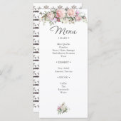 Menu Aquarelle Rose et verdure douche florale (Devant / Derrière)