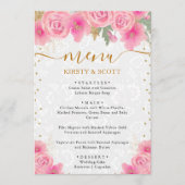 Menu Aquarelle rose Fleurs Mariage (Devant)