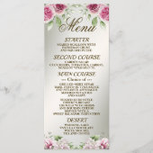 Menu Aquarelle rose Floral Frame Bronze brillant (Devant)