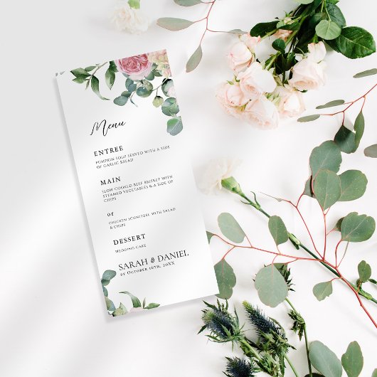 Menu Aquarelle rose Mariage