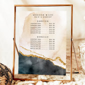 Menu Aquarelle rose noir Marque d'or Prix de service