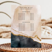 Menu Aquarelle rose noir Marque d'or Prix de service