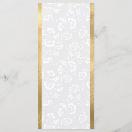 Menu Aquarelle rose & or Fleurs Mariage (Dos)