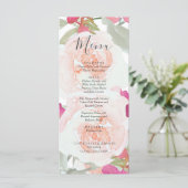 Menu Aquarelle rose pâle Mariage floral (Debout devant)