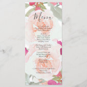 Menu Aquarelle rose pâle Mariage floral (Devant)
