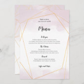 Menu Aquarelle rose pâle Mariage géométrique or (Devant / Derrière)