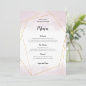 Menu Aquarelle rose pâle Mariage géométrique or (Debout devant)
