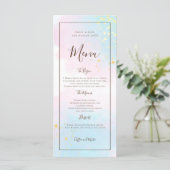Menu Aquarelle rose Turquoise or Confetti Mariage (Debout devant)