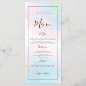 Menu Aquarelle rose Turquoise or Confetti Mariage (Devant)