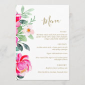 Menu Aquarelle rose vif Floral Mariage modifiable (Devant)