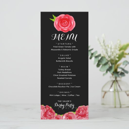 Menu Aquarelle Rouge Roses Derby (Debout devant)