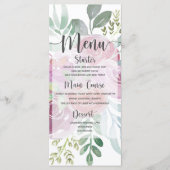 Menu Aquarelle rustique Dusty Rose & Mariage Bourgogne (Devant)