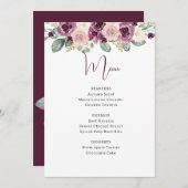 Menu Aquarelle rustique Plum Sage Or Floral (Devant / Derrière)