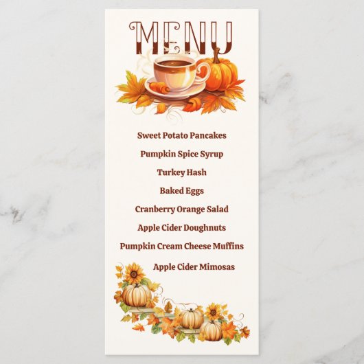 Menu Aquarelle Thanksgiving Citrouilles et café (Devant)