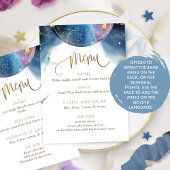 Menu aquarelle thème céleste chic recto-verso