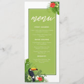 Menu Aquarelle Tropical avec Mariage Toucan Green ID577 (Devant)