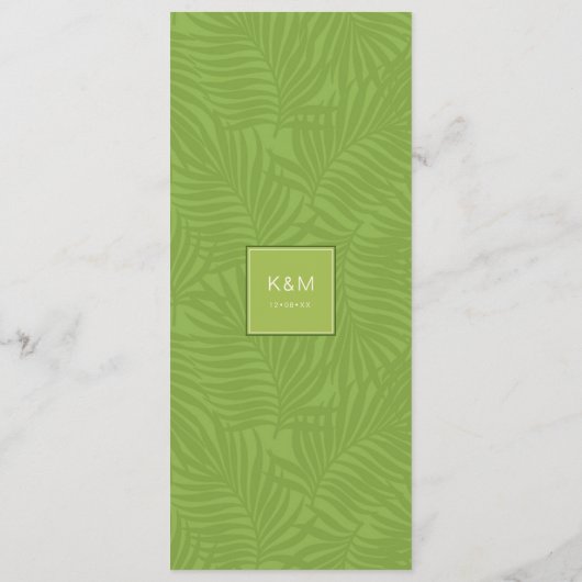 Menu Aquarelle Tropical avec Mariage Toucan Green ID577 (Dos)