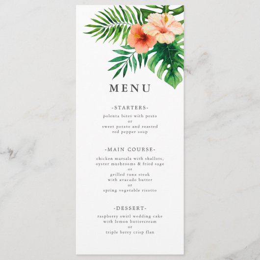Menu Aquarelle tropicale moderne Mariage floral (Devant)