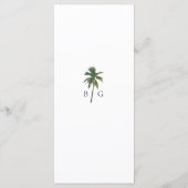 Menu Aquarelle tropicale Palms & Mariage de plage (Dos)