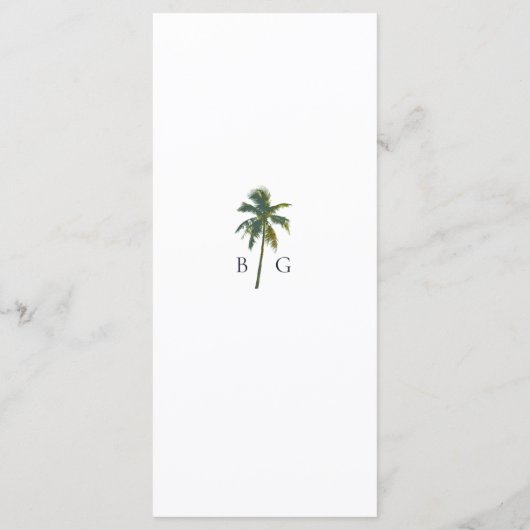 Menu Aquarelle tropicale Palms & Mariage de plage (Dos)