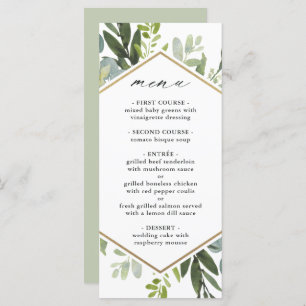 Menu Aquarelle Verdure or Hexagon Mariage
