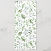 Menu Aquarelle vert et fleurs blanches Mariage (Dos)