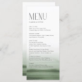 Menu Aquarelle Vert Ombre Mariage moderne (Devant / Derrière)