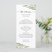 Menu Aquarelle verte feuillage floral mariage (Debout devant)