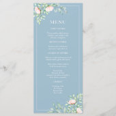 Menu Aquarelle verte Pêcher Rose Dusty Blue Mariage (Devant)