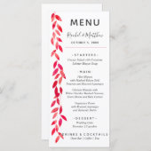 Menu Aquarelle Vines Mariage (Devant / Derrière)