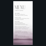 Menu Aquarelle violet Ombre Mariage moderne<br><div class="desc">Carte menu personnalisable avec aquarelle violet ombre et typographie moderne. Personnalisez en ajoutant la date et le choix du repas. Cette carte à l'ombre violette est parfaite pour les mariages,  les baby showers,  les douches nuptiales,  les anniversaires et plus encore.</div>