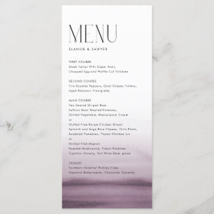 Menu Aquarelle violet Ombre Mariage moderne