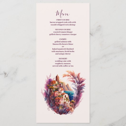 Menu Aquarelle Whimsical Italien Desitnation Mariage M (Dos)