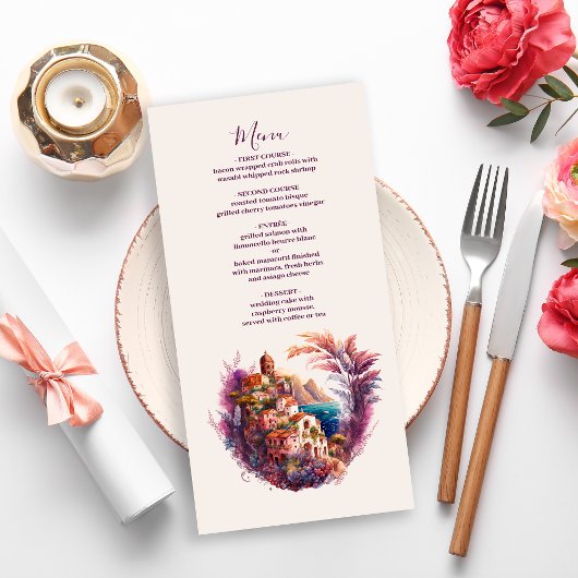 Menu Aquarelle Whimsical Italien Desitnation Mariage M