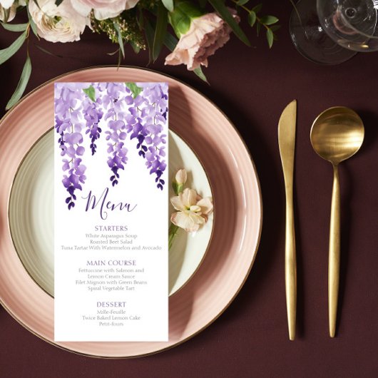 Menu Aquarelle Wisteria | MARIAGE