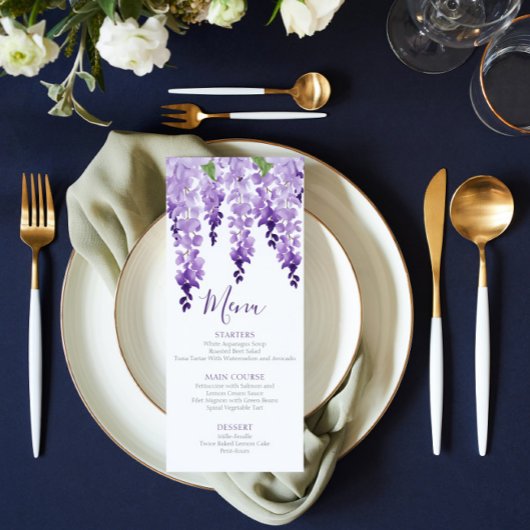 Menu Aquarelle Wisteria | MARIAGE